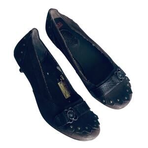 London Underground Women's 9 Steampunk Retro Kitten Heel Suede Leather Brown